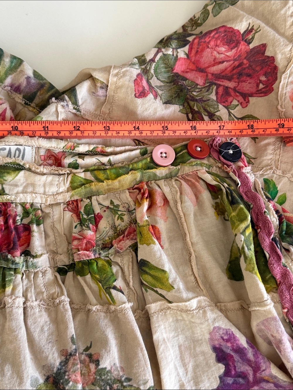 Magnolia Pearl Cream Floral Patchwork Cropped Pants L - Picture 5 of 6